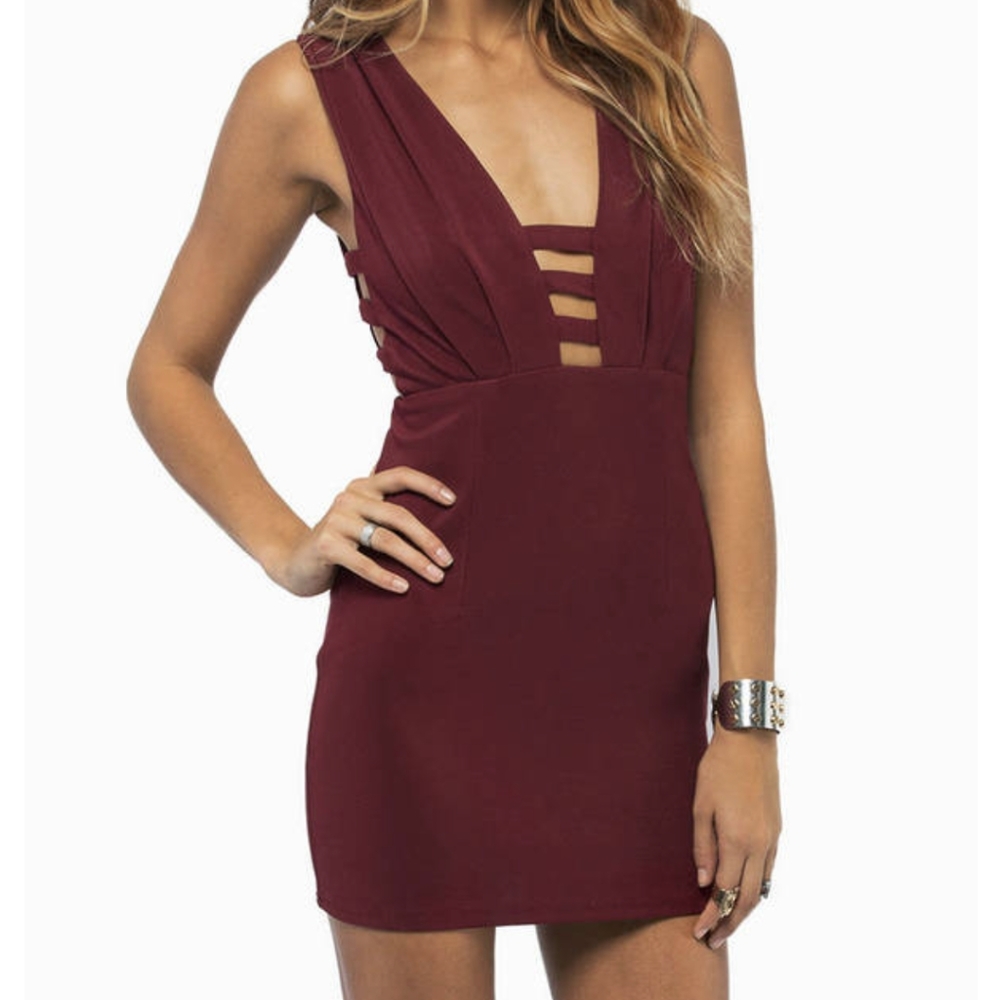 Tobi Red Cut Out Bodycon Mini Dress XS